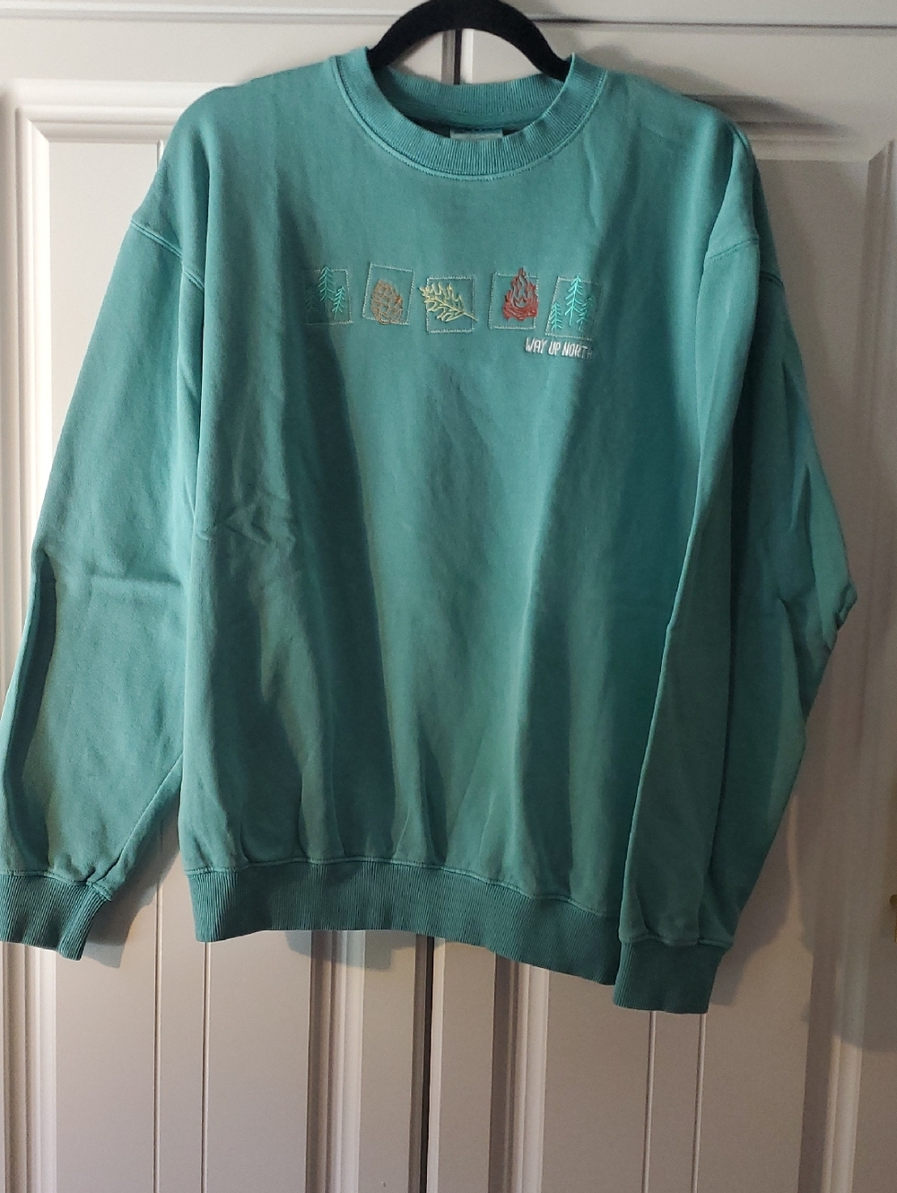 Women's Teal Green Crewneck Sweater - Casual Pullover